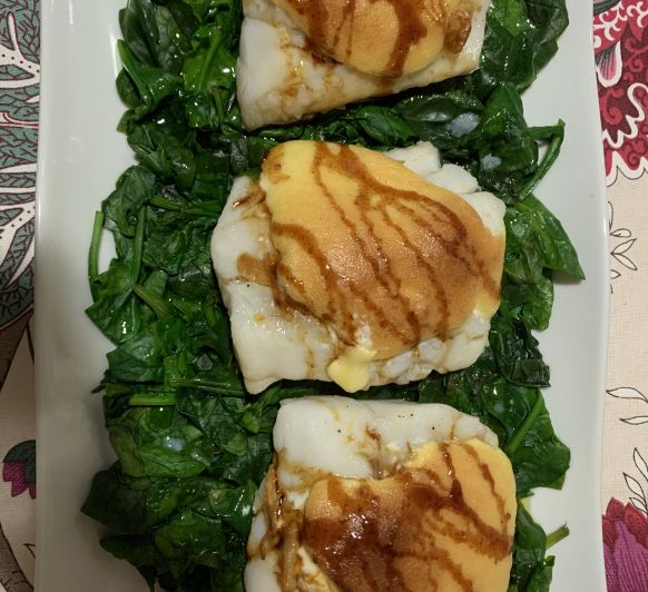 Bacalao con mayonesa de ajo al caramelo